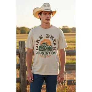 Luke Bryan Country On Tour Dates 2023 Beige T-Shirt Size Large Tractor